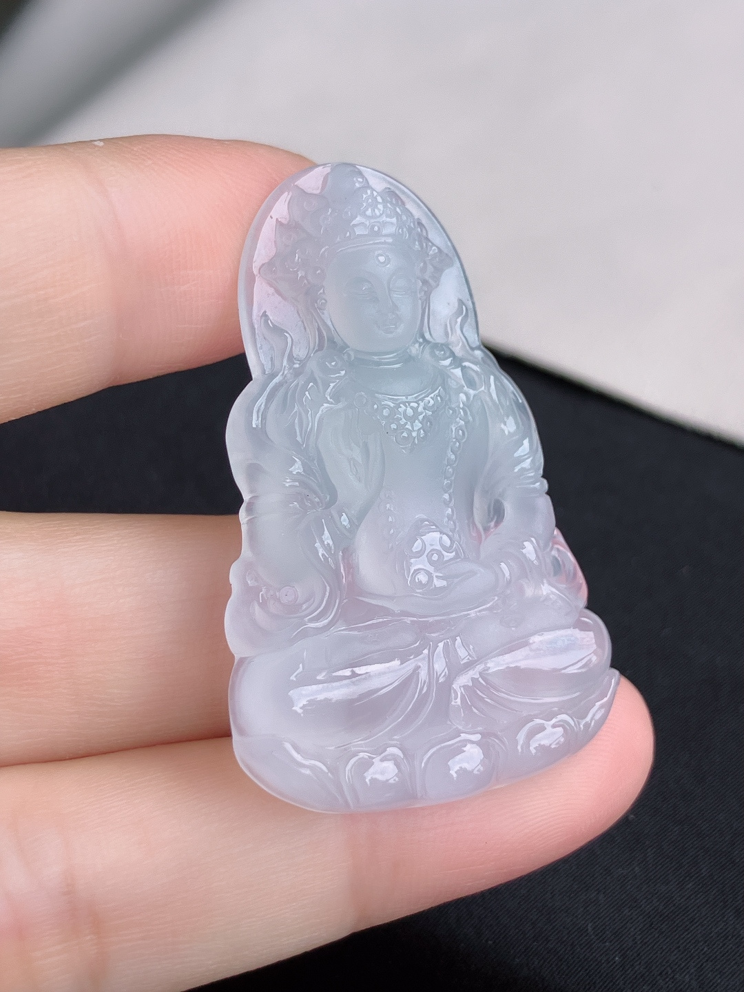 ️冰透度母，晶莹剔透，尺寸45.6/29/5.6/自然光实拍