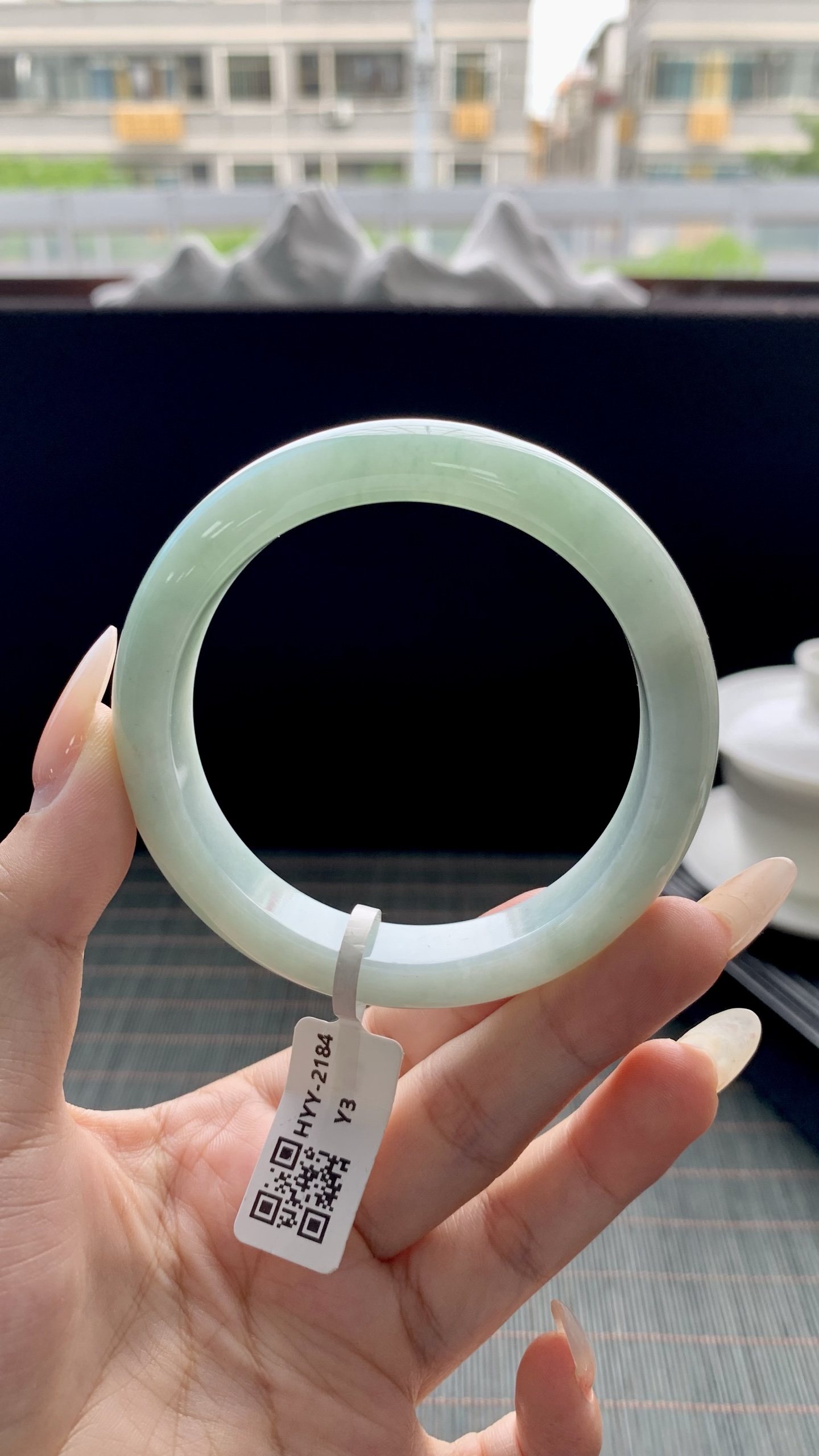 晴绿正圈手镯成品 HYY-2184 尺寸：56-13-9