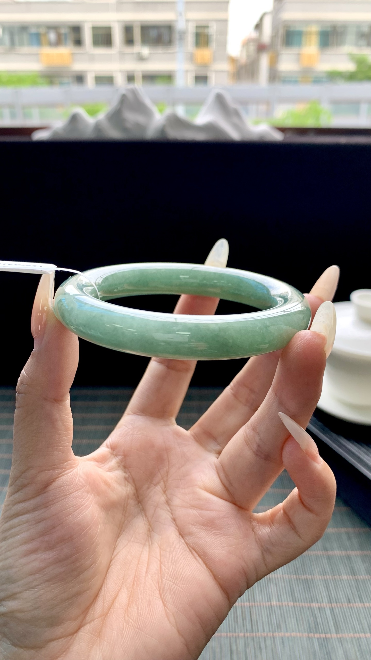 湖水绿圆条手镯成品 HYY-511 尺寸：55-11-11