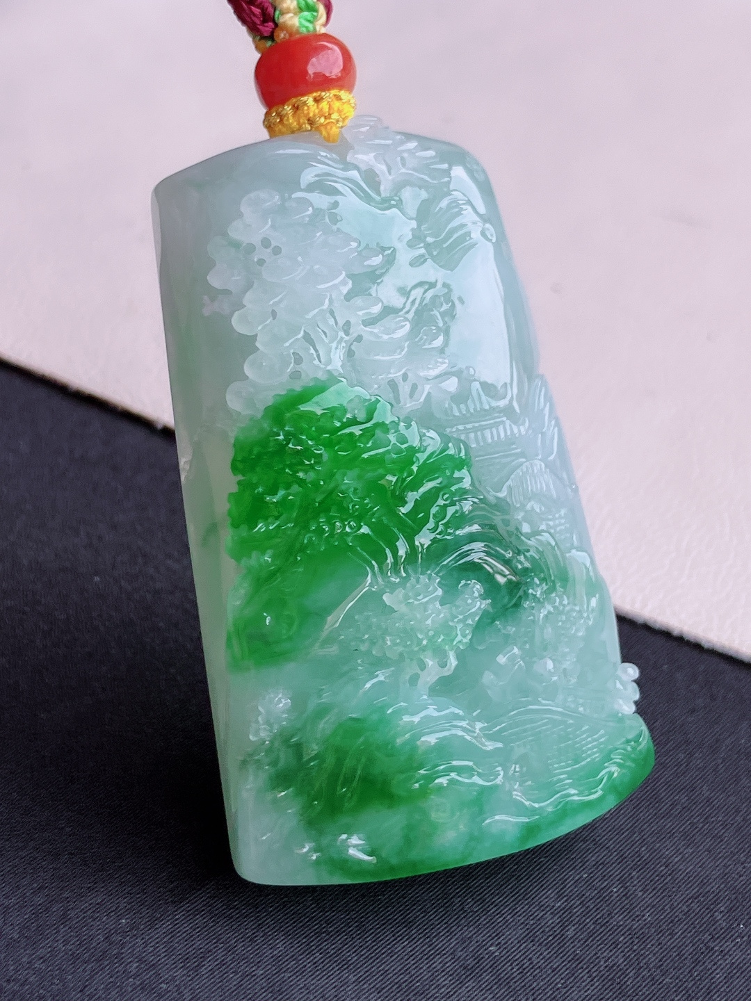 ️，翠绿山水牌，意境美，尺寸50.6/30.8/14.8/自然光实拍