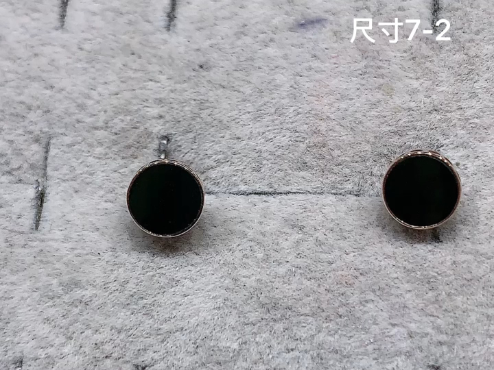 ️ 18K 墨翠圆无事牌耳钉 无裂，尺寸，7-2