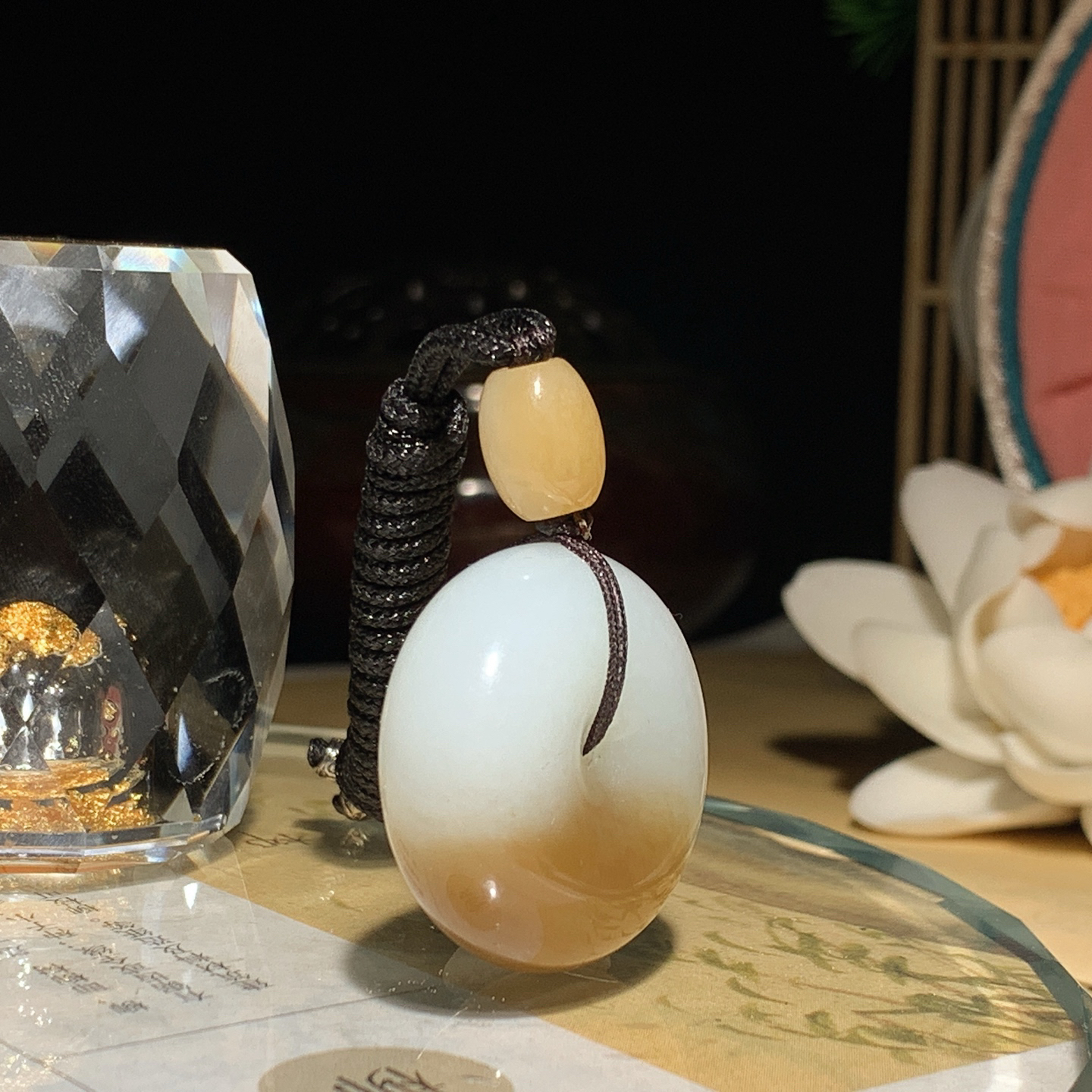 新疆且末糖平安扣挂件！尺寸29/12重22克 玉质细腻油润 底色纯净 脂粉好，品质好。lt26010