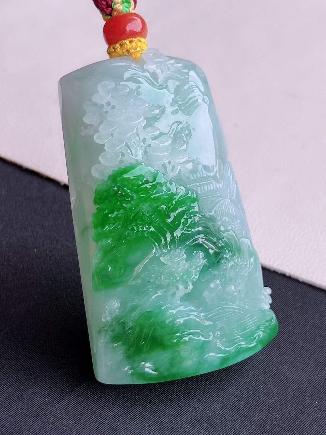 ️，翠绿山水牌，意境美，尺寸50.6/30.8/14.8/自然光实拍
