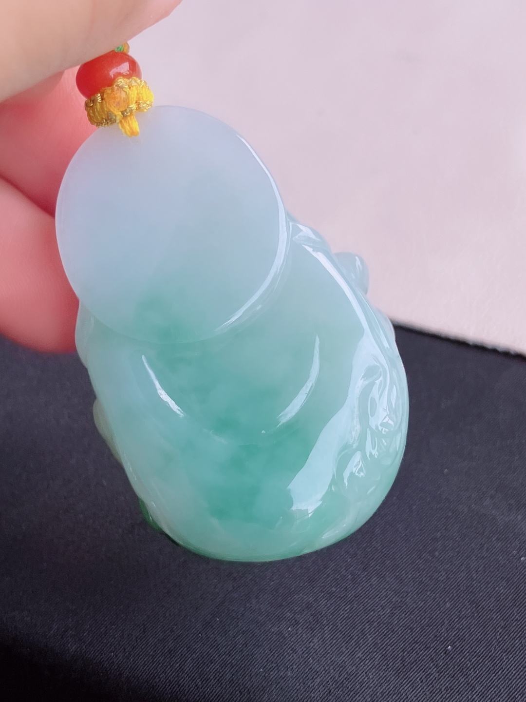 ️，翠绿布袋佛，饱满大气，尺寸49/30/17.3/自然光实拍