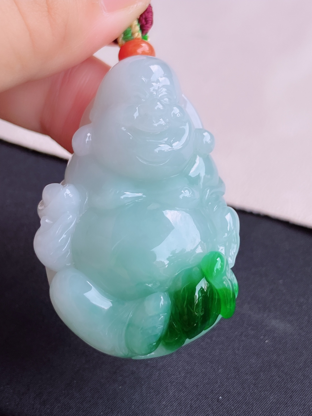 ️，翠绿布袋佛，饱满大气，尺寸49/30/17.3/自然光实拍