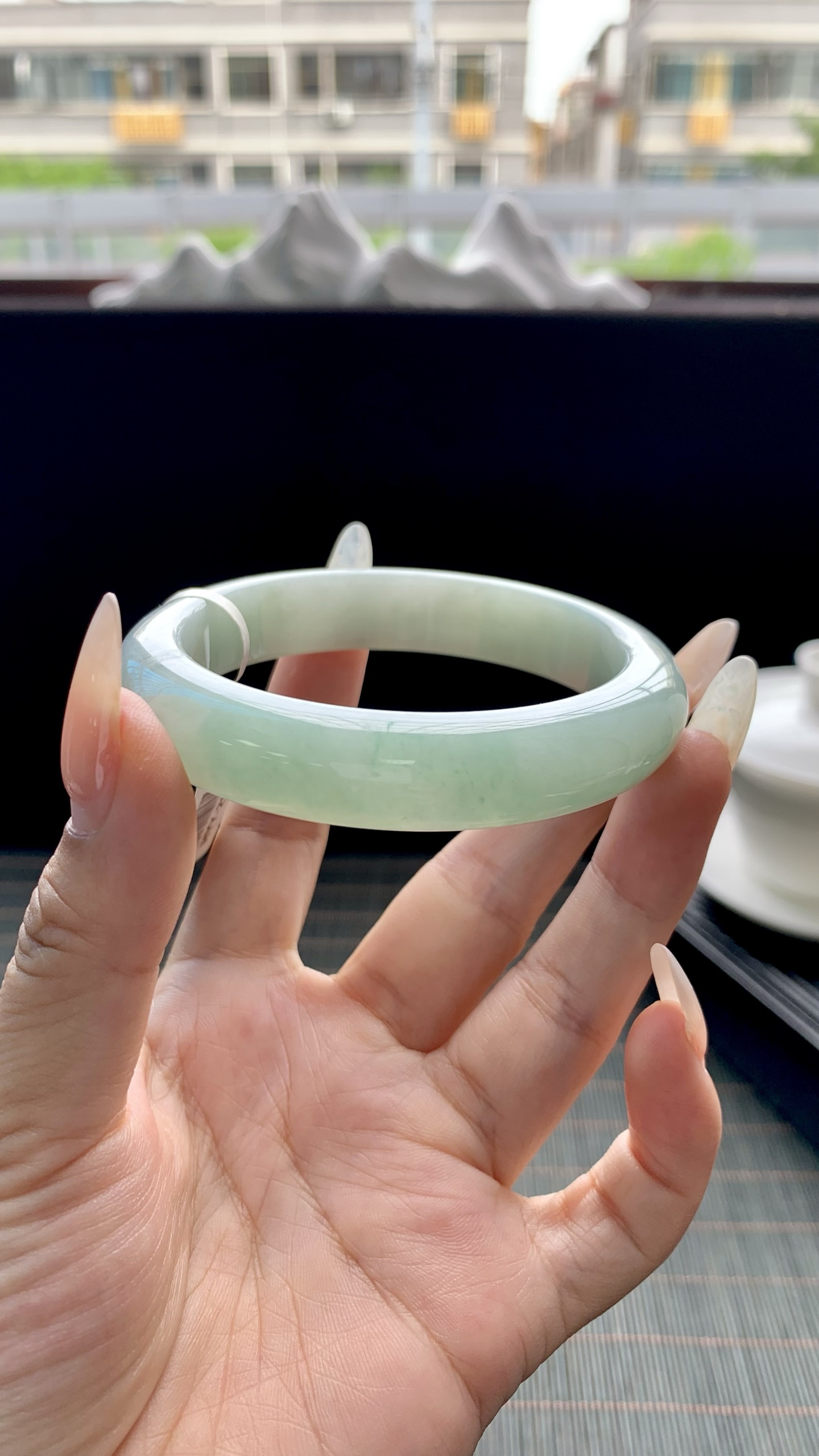 晴绿正圈手镯成品 HYY-2184 尺寸：56-13-9