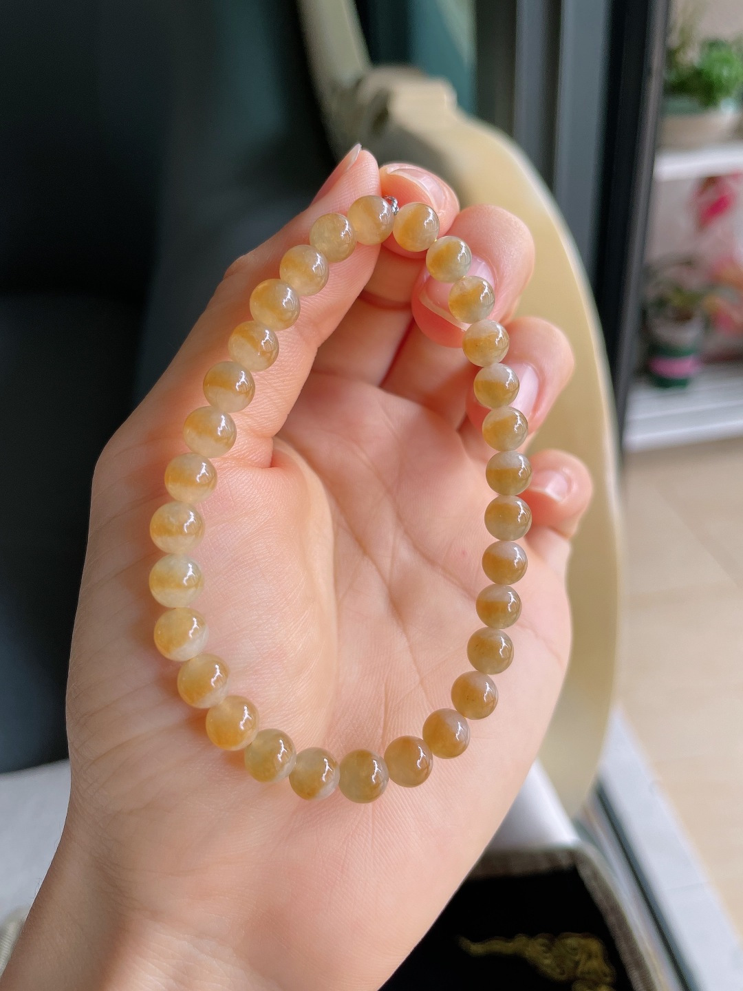 ️，冰黄翡手链，尺寸：6.4mm。【编4749】