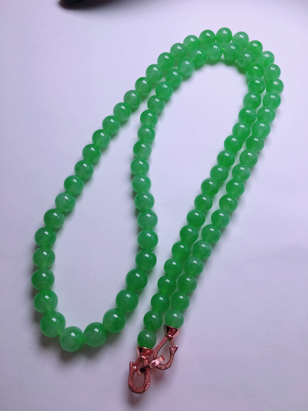 ️冰种绿珠子项链，晶莹剔透，新颖时尚，6.5-7.8