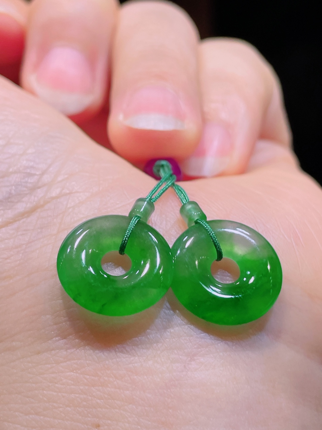 冰绿耳坠，老种起光，细底通透，尺寸：15/3mm0930