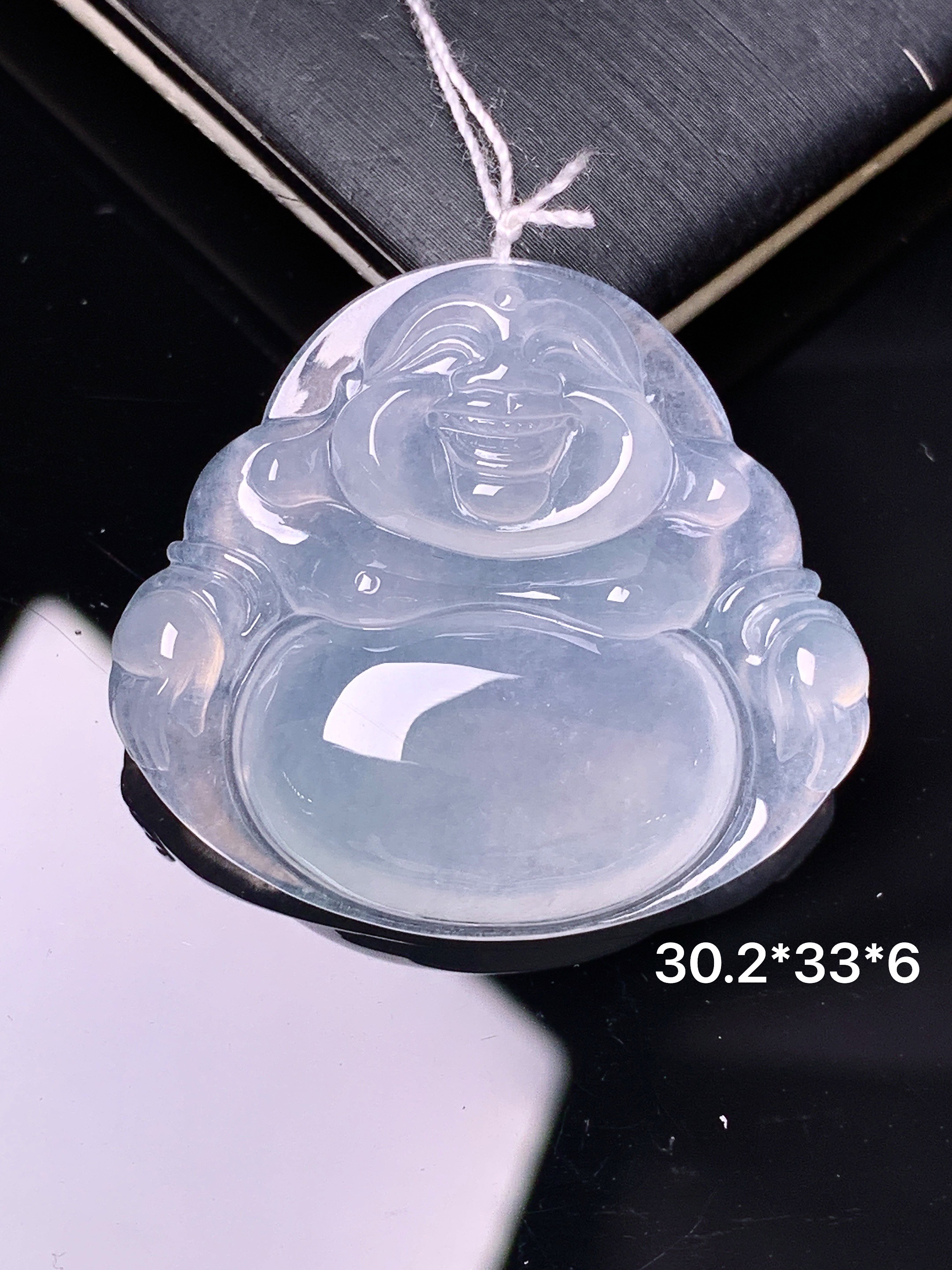 冰种佛公吊坠 玉质细腻 色泽艳丽清新 水润亮眼 整体尺寸30.2*33*6 d1