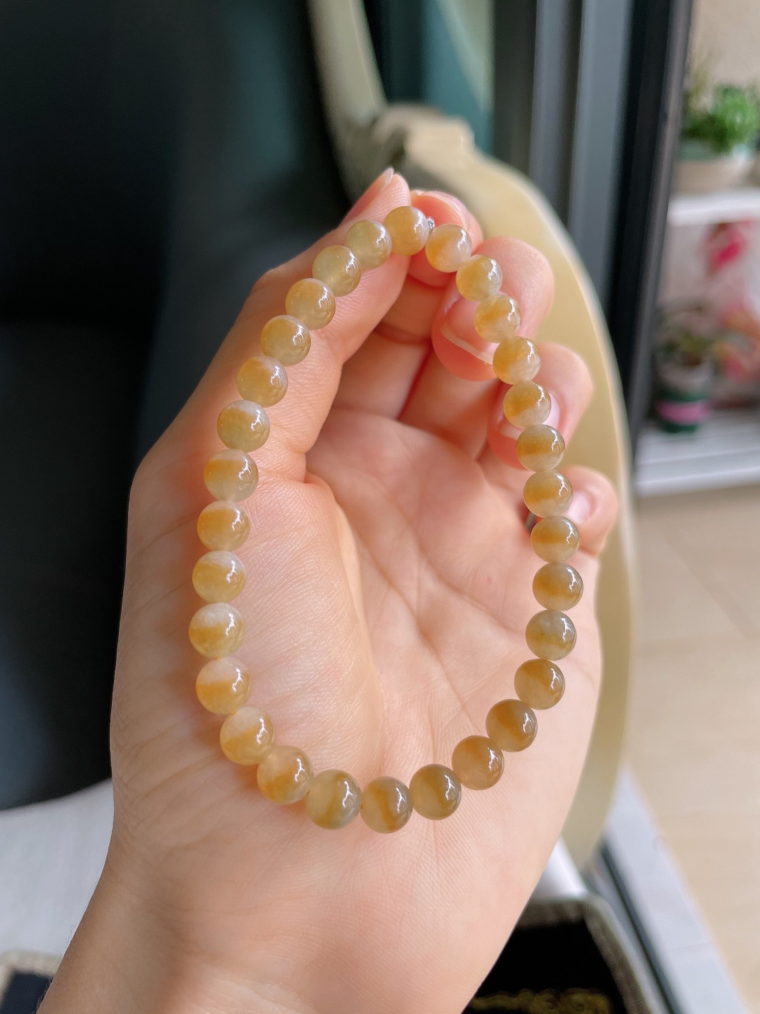 ️，冰黄翡手链，尺寸：6.4mm。【编4749】