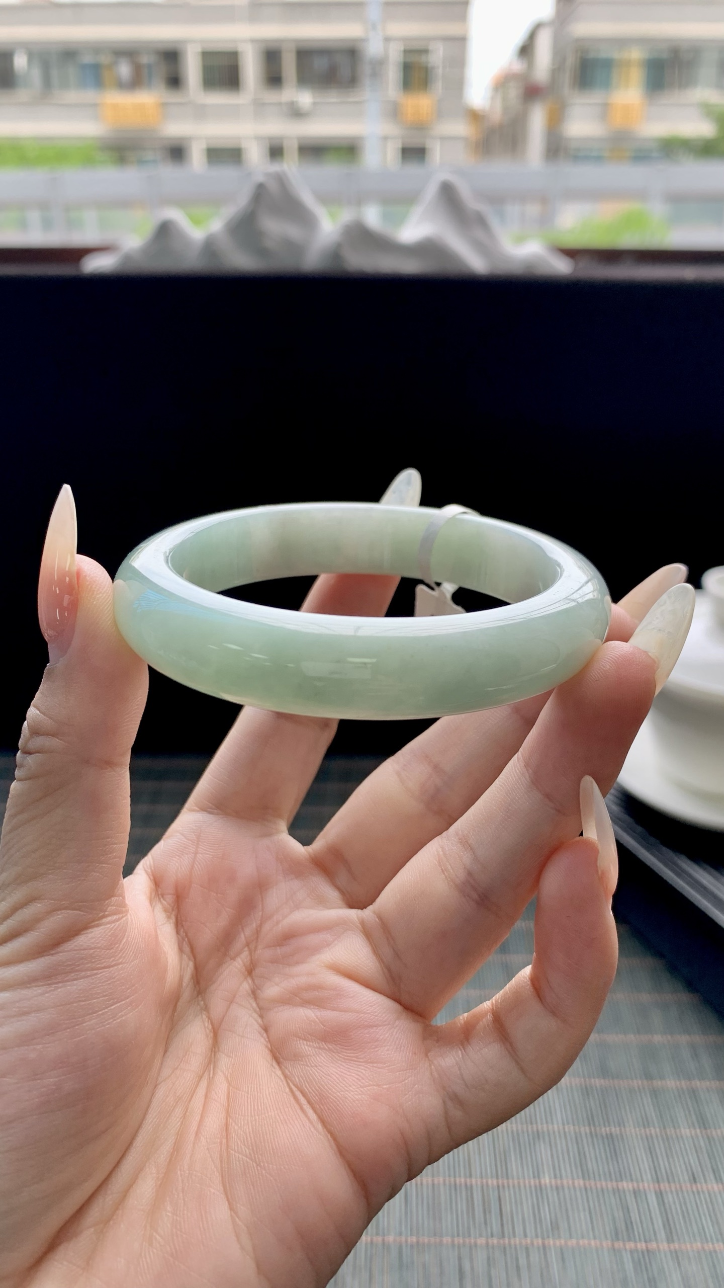 晴绿正圈手镯成品 HYY-2184 尺寸：56-13-9