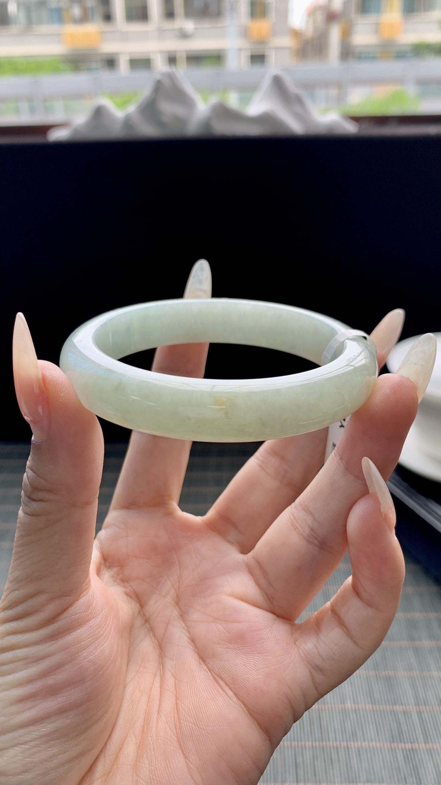 晴绿正圈手镯成品 HY-7635 尺寸：56-12-8