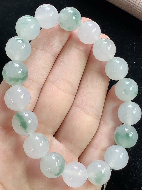 冰飘花玉珠手链，尺寸11.3mm，S05xtg