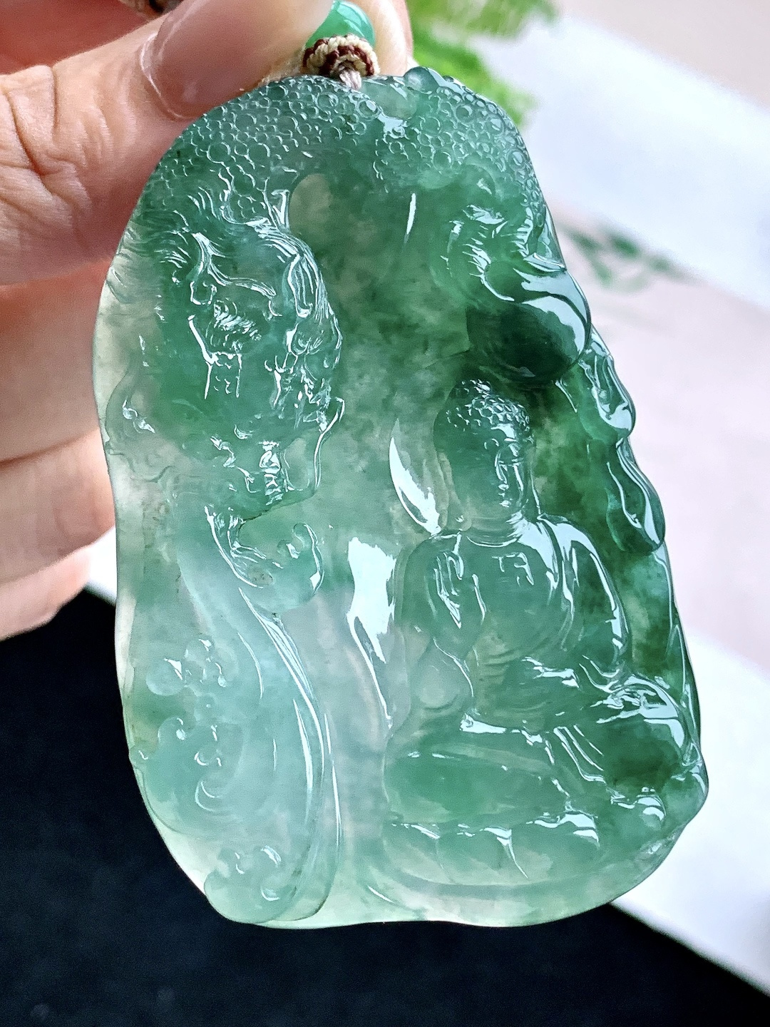 【裸石】️冰晴绿御龙阿弥陀佛牌吊坠 【说明】缅甸 性比高 厚装 【尺寸】70.4-48-7 【重量