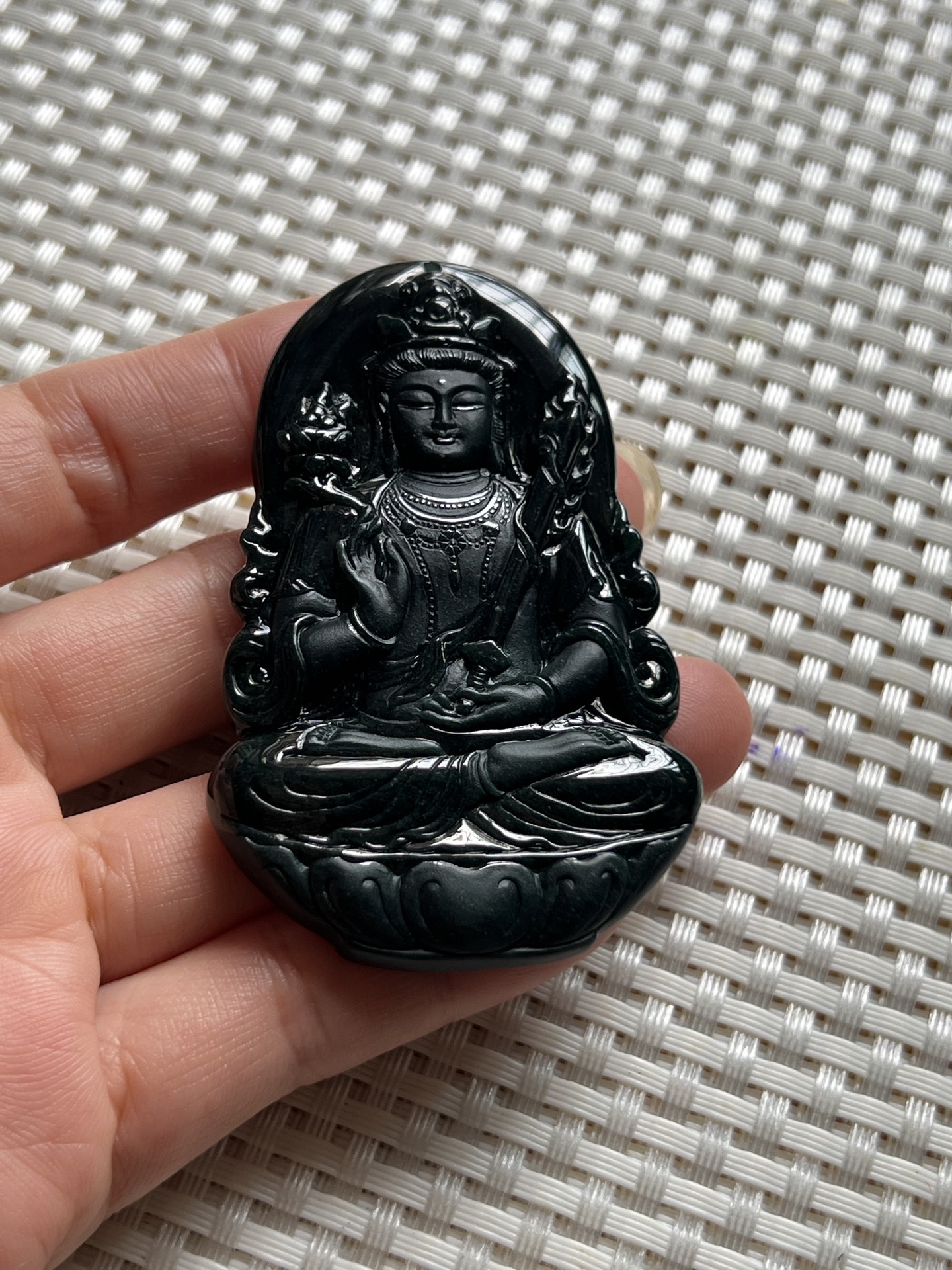 ️ 墨翠虚空藏 极黑油亮 质地细腻 灯照翠绿 无裂