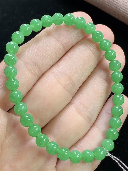 满绿玉珠手串，尺寸5.5mm，S05xtg