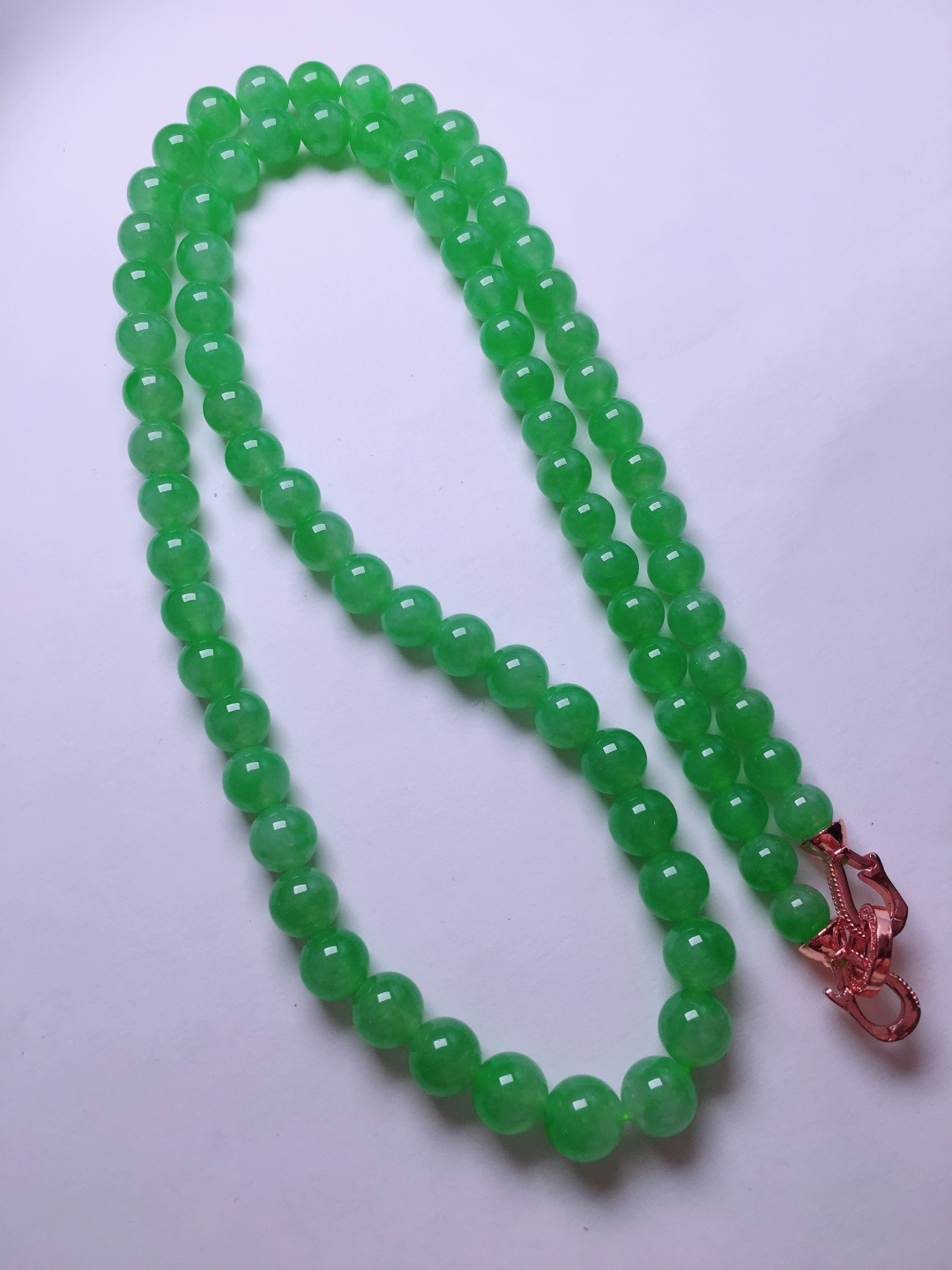 ️冰种绿珠子项链，晶莹剔透，新颖时尚，6.5-7.8