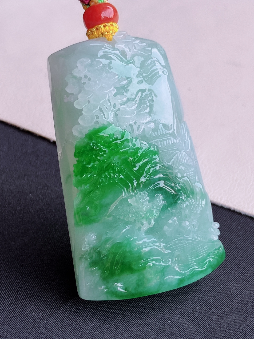 ️，翠绿山水牌，意境美，尺寸50.6/30.8/14.8/自然光实拍