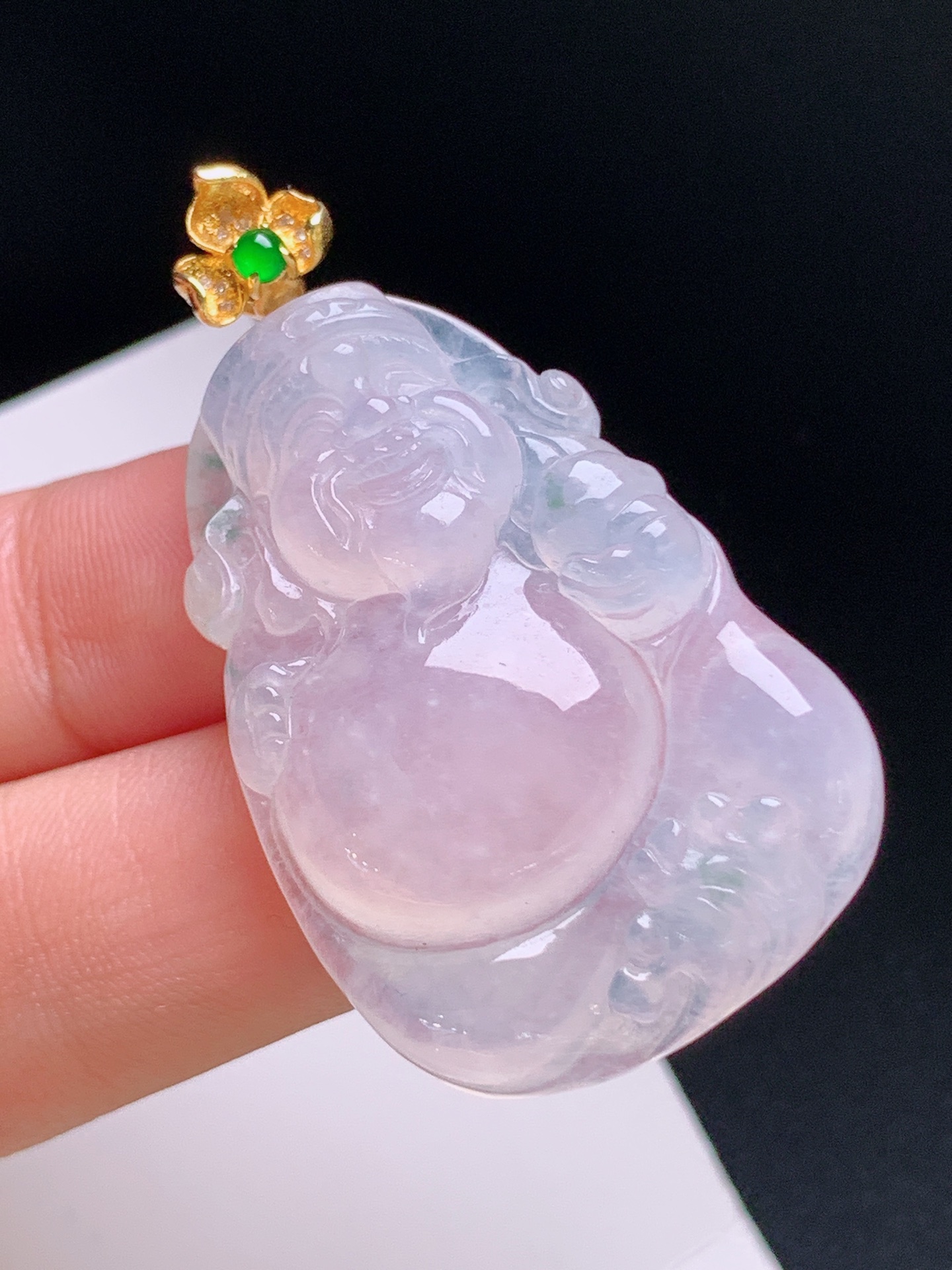 ️ 冰种财神爷吊坠，冰润饱满，立体感强 裸石37.5-26-6.2 整体45.9 13