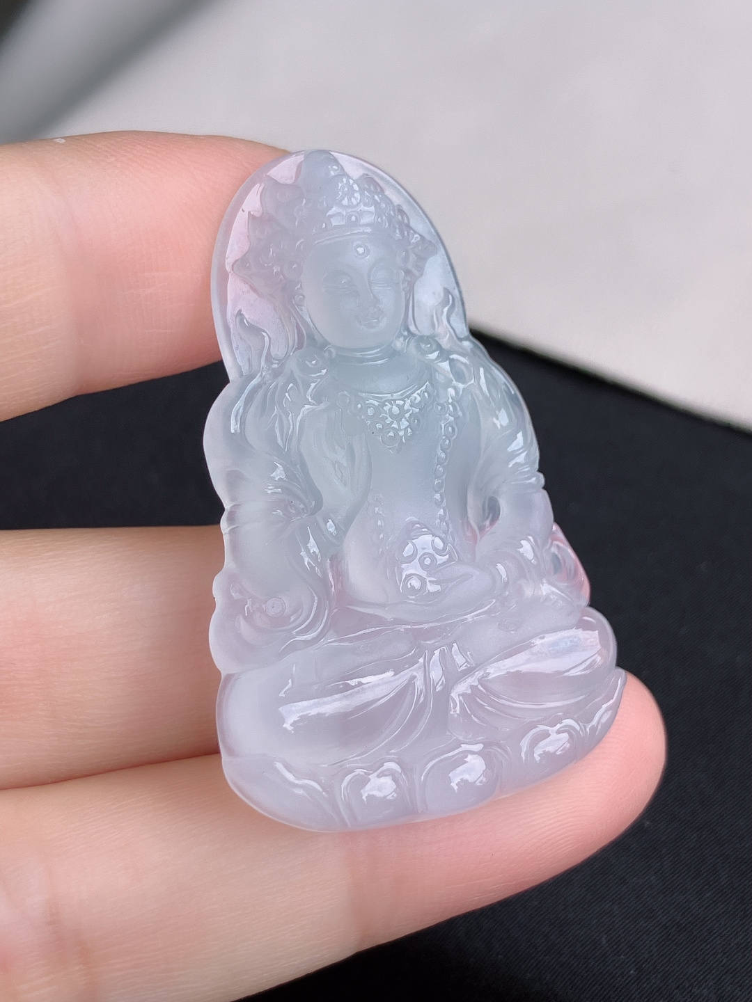 ️冰透度母，晶莹剔透，尺寸45.6/29/5.6/自然光实拍