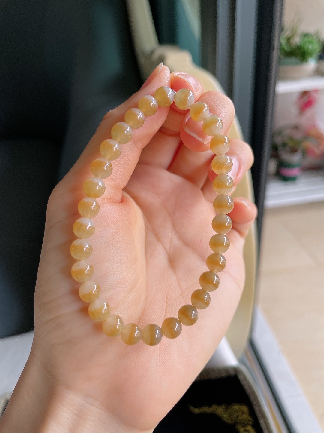 ️，冰黄翡手链，尺寸：6.4mm。【编4748】