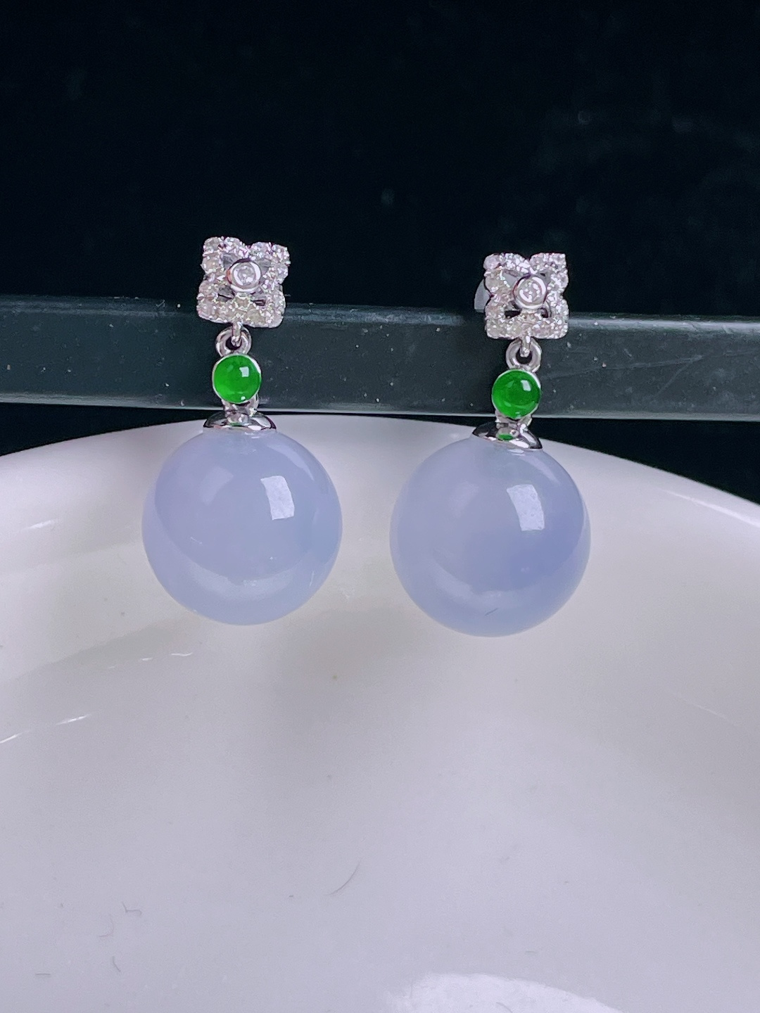 ️耳坠，18k镶嵌，老种起光，细底通透，尺寸：裸石9.8mm1005