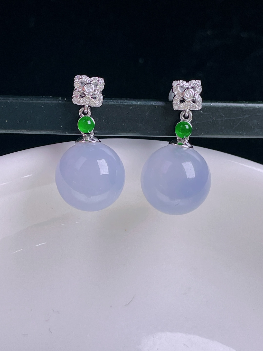 ️耳坠，18k镶嵌，老种起光，细底通透，尺寸：裸石9.8mm1005