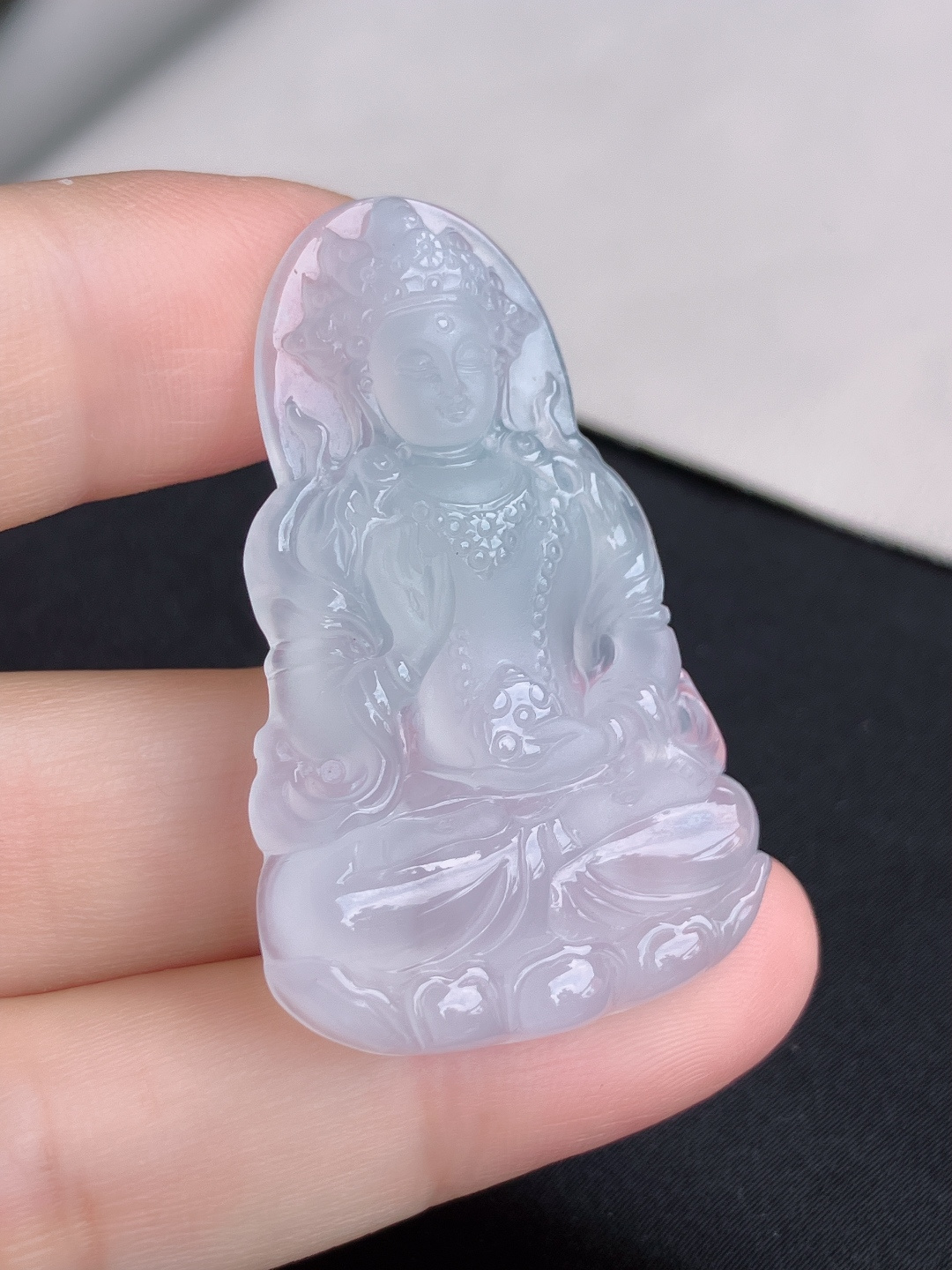 ️冰透度母，晶莹剔透，尺寸45.6/29/5.6/自然光实拍