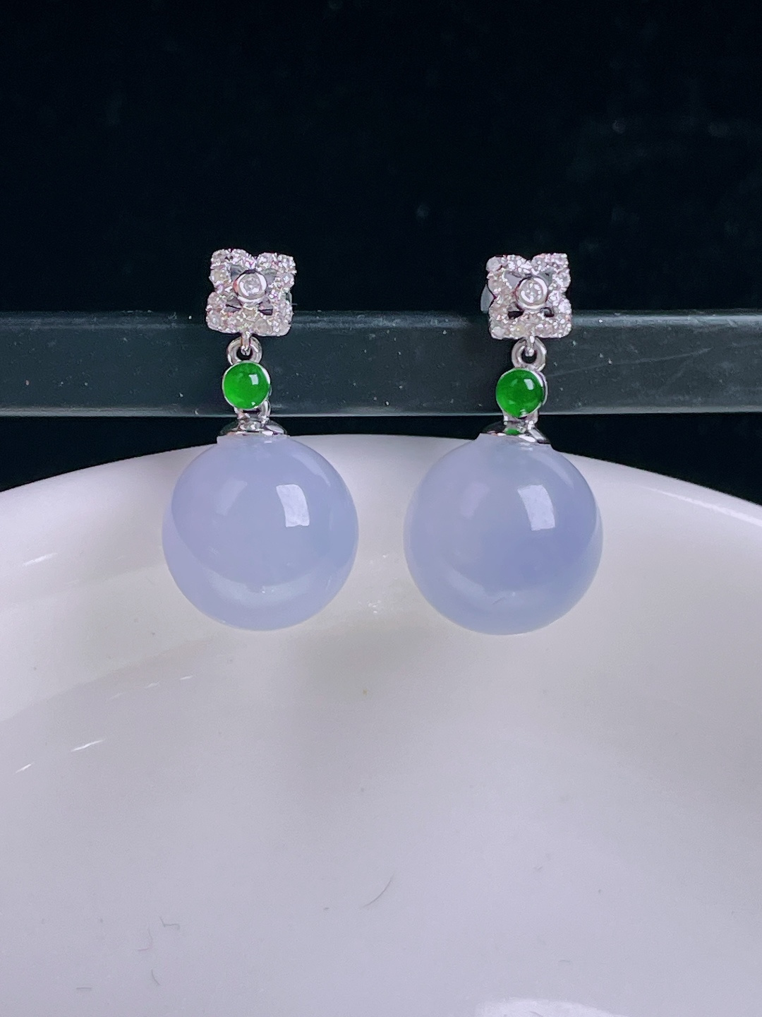 ️耳坠，18k镶嵌，老种起光，细底通透，尺寸：裸石9.8mm1005