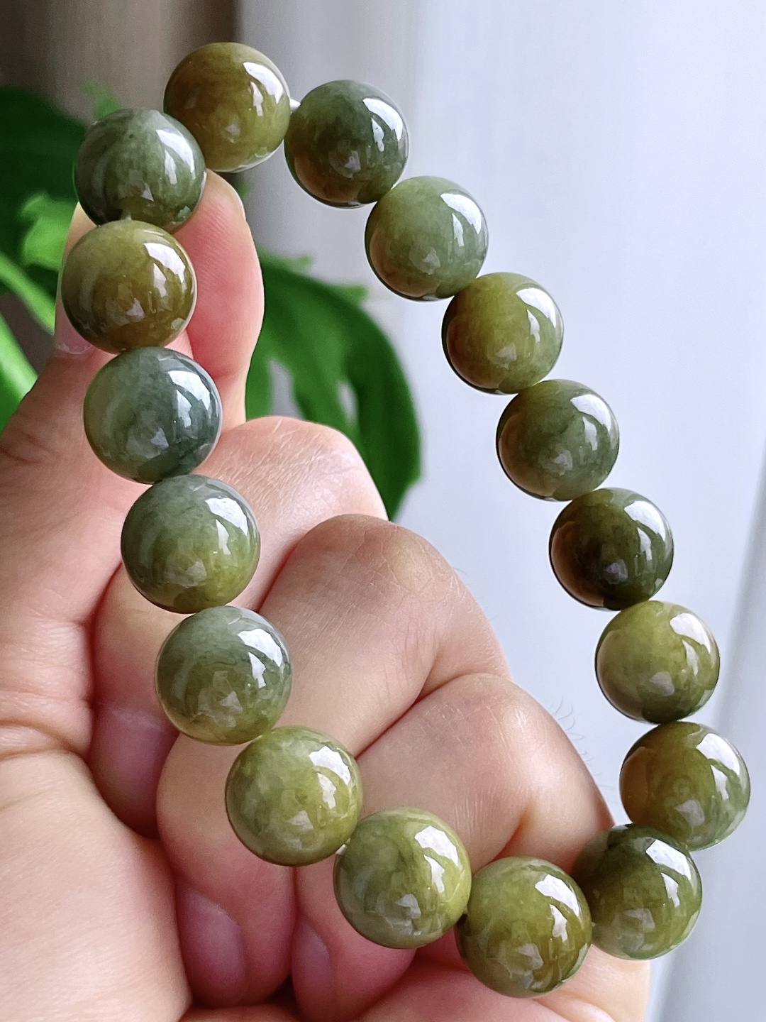【珠子】冰黄翡手链圆珠珠子手链 【说明】缅甸 性比高 【尺寸】12.2mm 【重量】55.2克