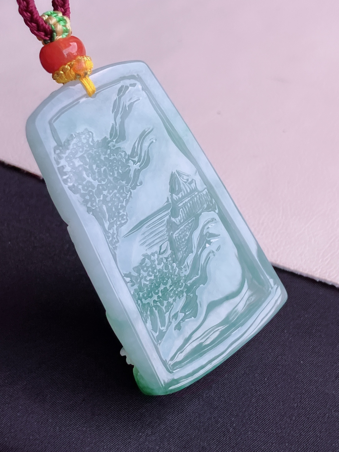 ️，翠绿山水牌，意境美，尺寸50.6/30.8/14.8/自然光实拍