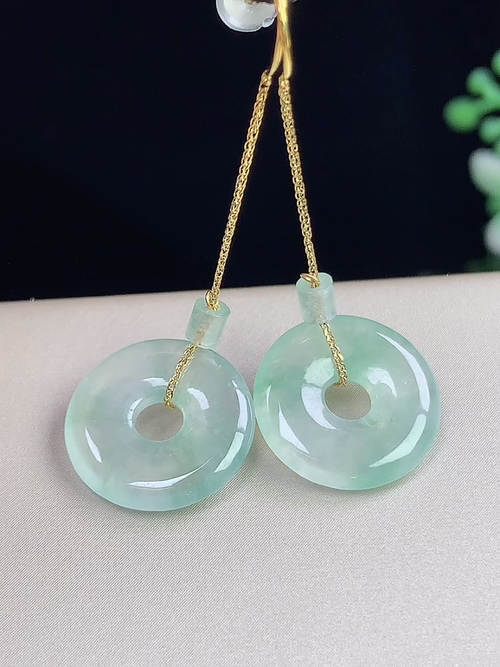 18k金镶冰晴甜甜圈耳环，无裂，尺寸13.7-2.5mm，S05jay