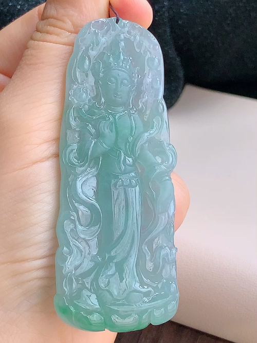 ️ 站观音，无裂，尺寸77.1-31.1-6.0mm，包A附证书