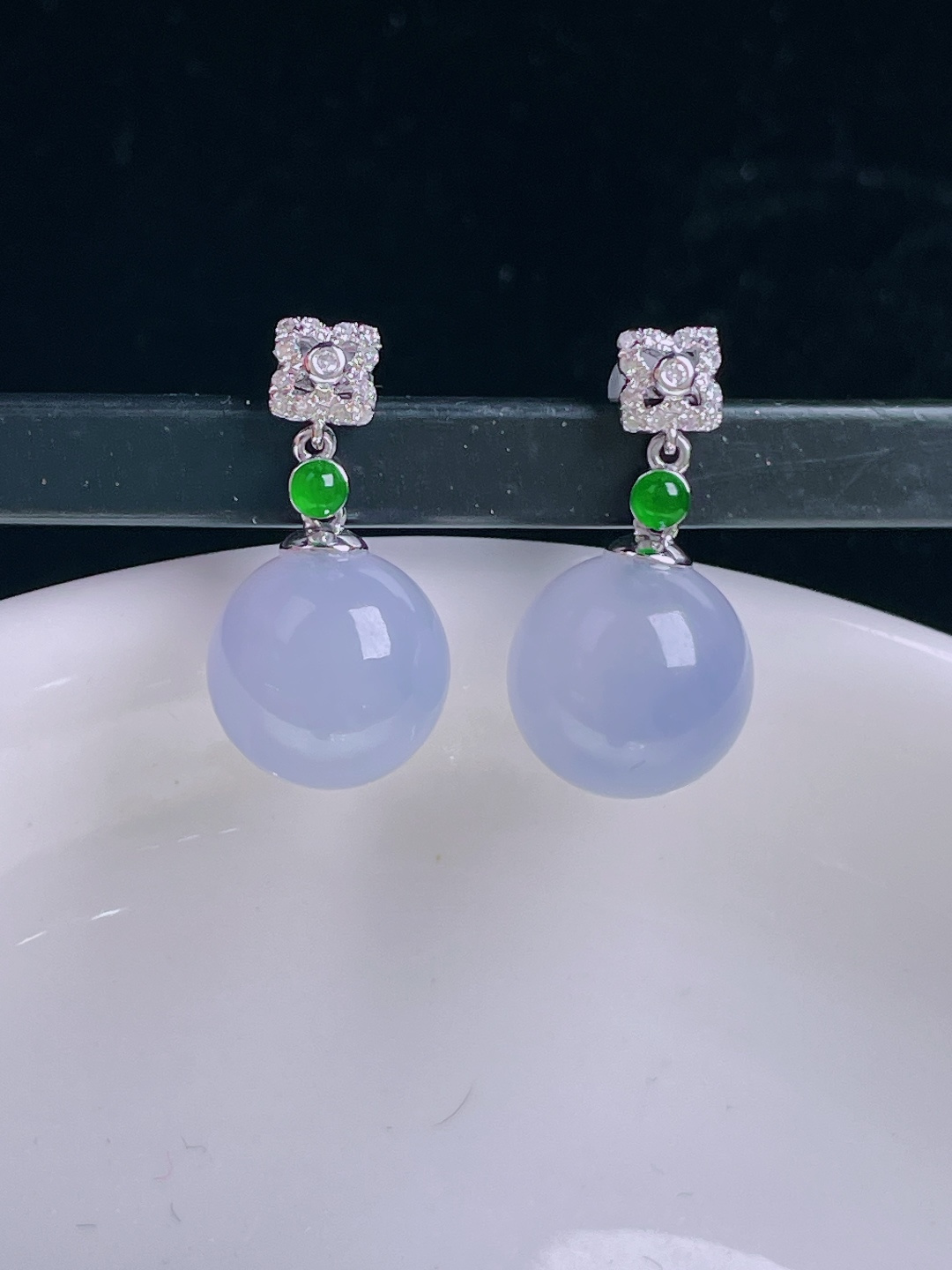 ️耳坠，18k镶嵌，老种起光，细底通透，尺寸：裸石9.8mm1005