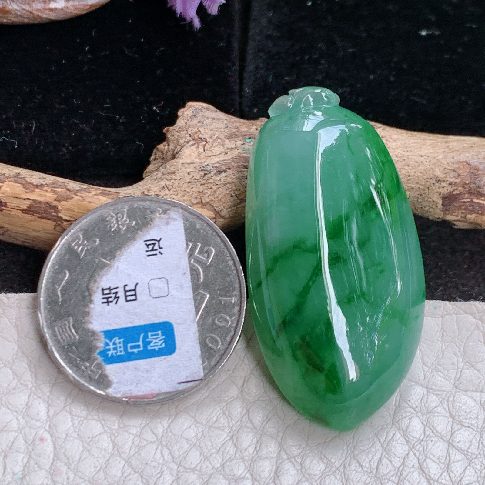 Lz实拍40.6*21*11.6缅甸翡翠大福瓜吊坠冰飘花饱满圆润平安坠