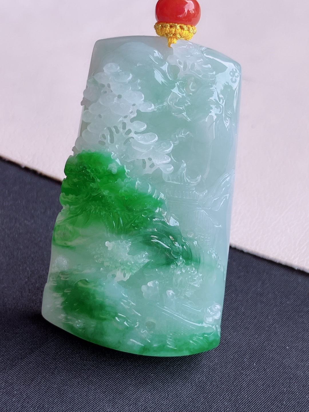 ️，翠绿山水牌，意境美，尺寸50.6/30.8/14.8/自然光实拍
