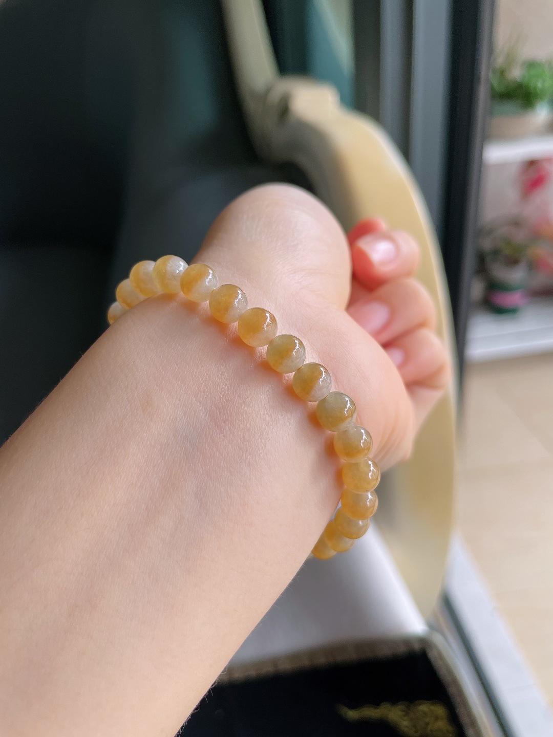 ️，冰黄翡手链，尺寸：6.4mm。【编4749】