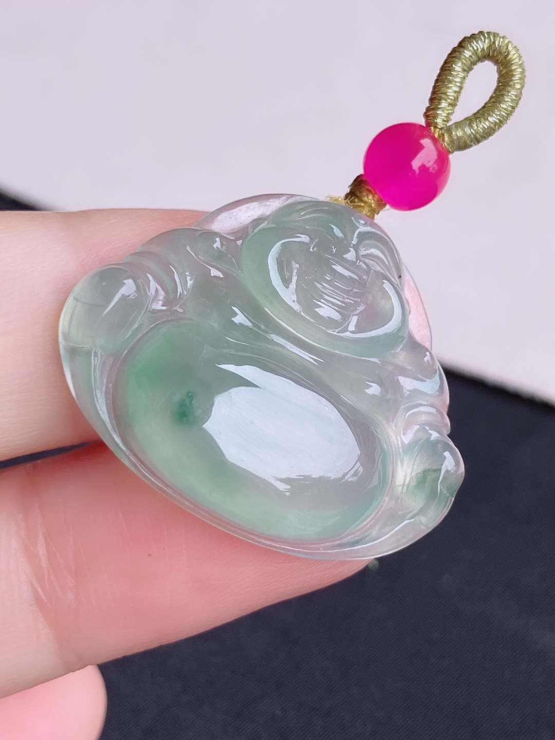 ️，冰种飘花弥勒佛，晶莹剔透，尺寸29/24/6/自然光实拍