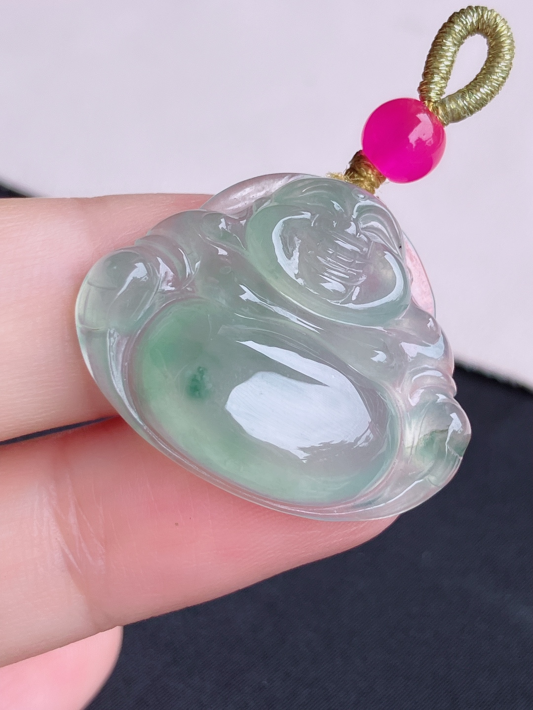 ️，冰种飘花弥勒佛，晶莹剔透，尺寸29/24/6/自然光实拍