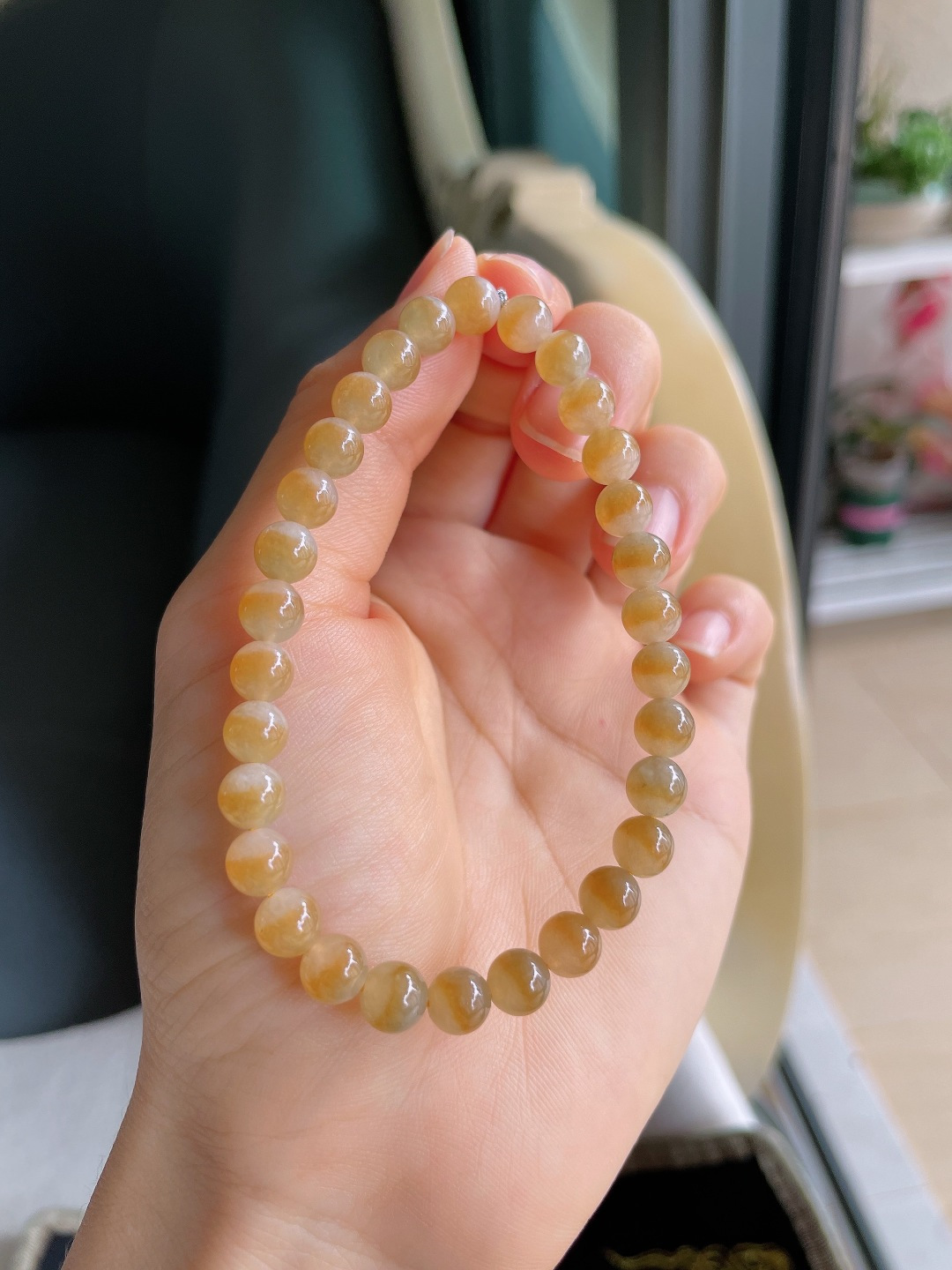 ️，冰黄翡手链，尺寸：6.4mm。【编4749】