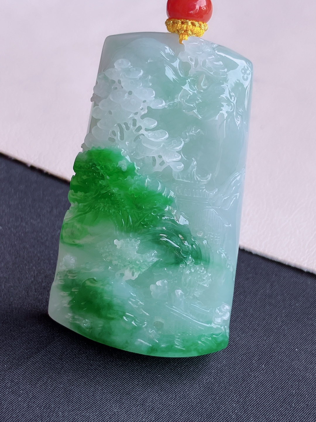 ️，翠绿山水牌，意境美，尺寸50.6/30.8/14.8/自然光实拍