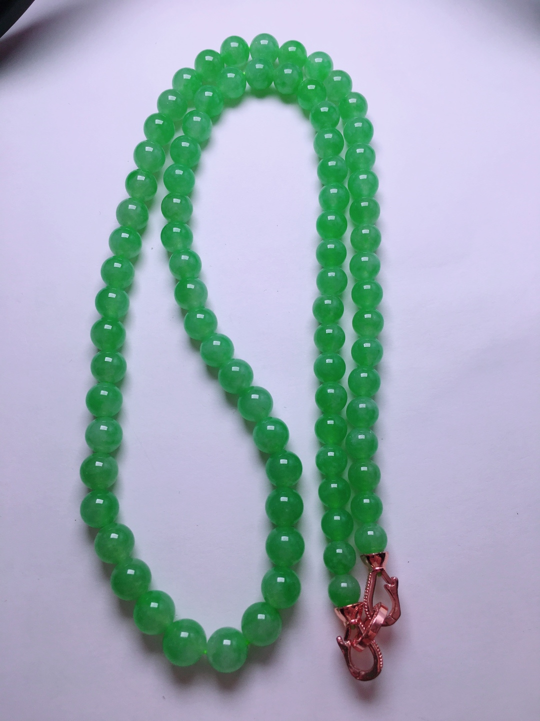 ️冰种绿珠子项链，晶莹剔透，新颖时尚，6.5-7.8