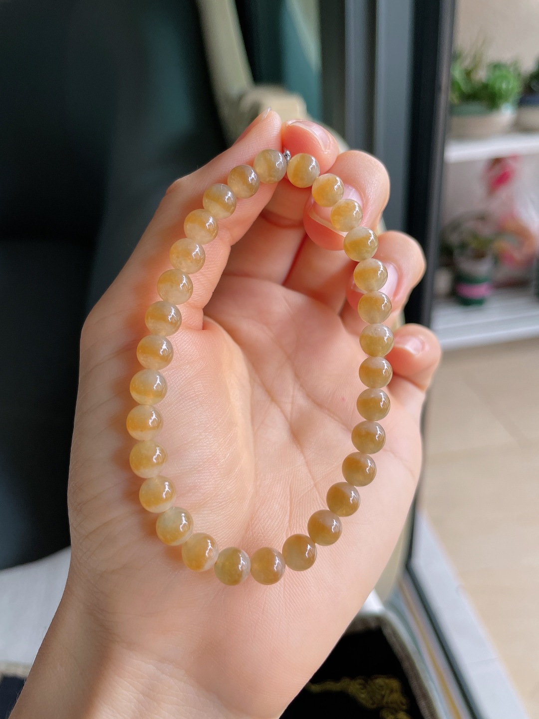 ️，冰黄翡手链，尺寸：6.4mm。【编4748】