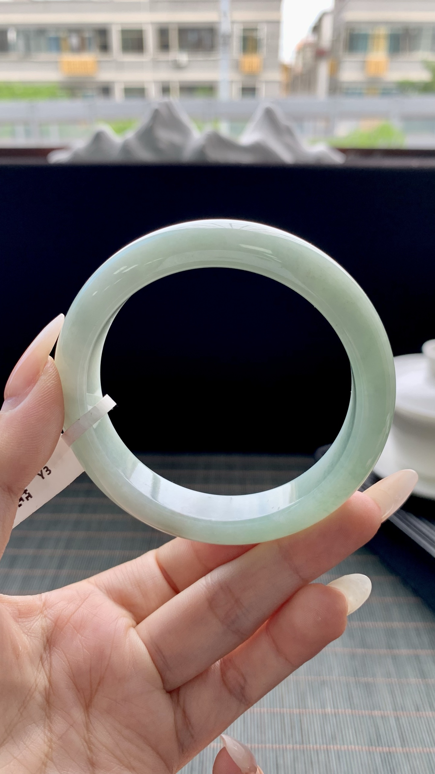 晴绿正圈手镯成品 HYY-2184 尺寸：56-13-9