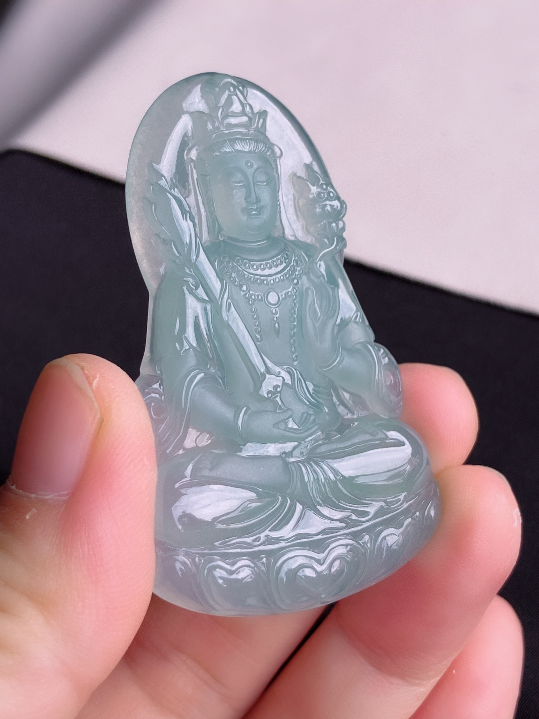 ️，底色虚空藏观音，晶莹剔透，尺寸59/37.3/5.6/自然光实拍