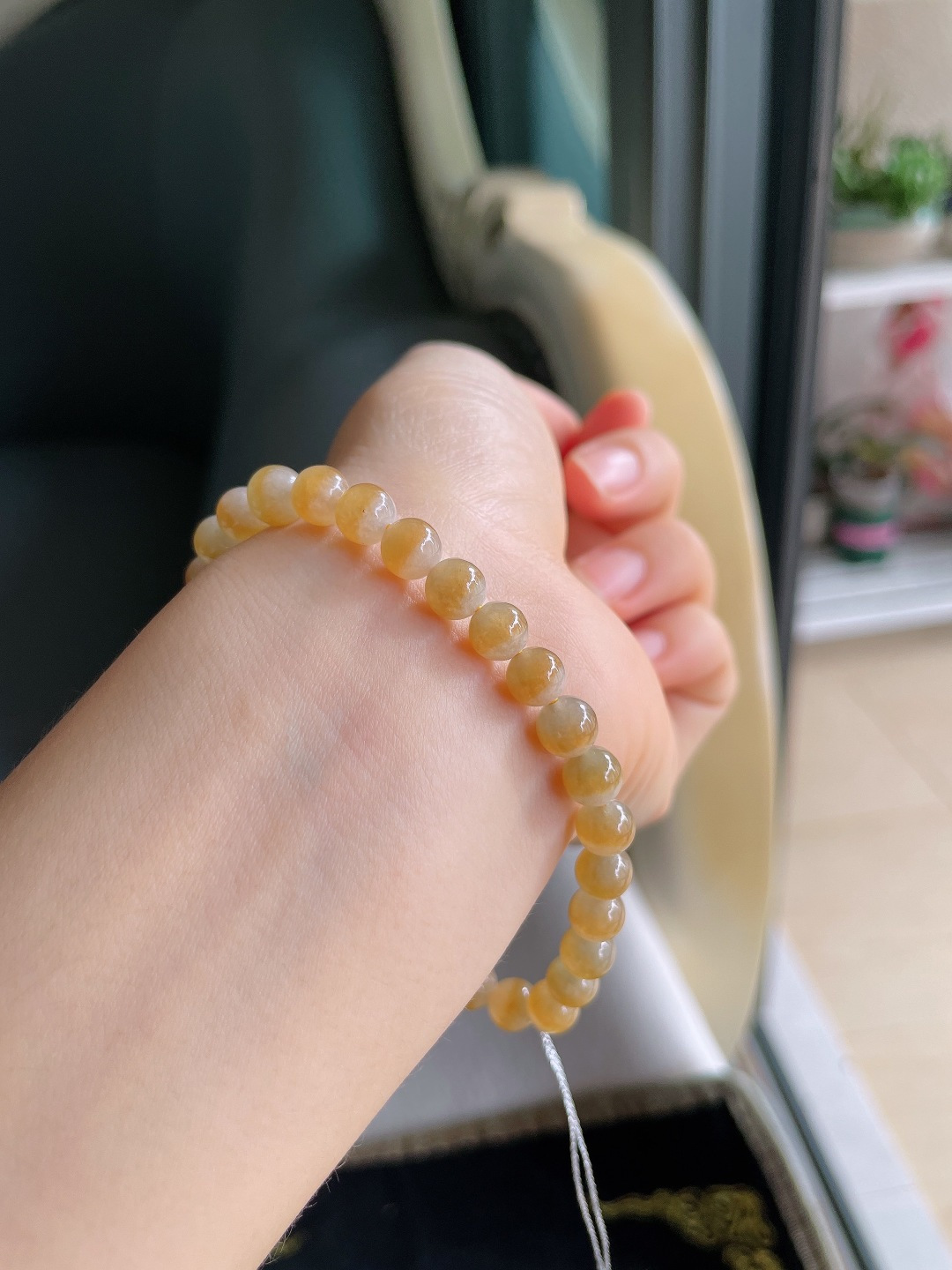 ️，冰黄翡手链，尺寸：6.4mm。【编4749】