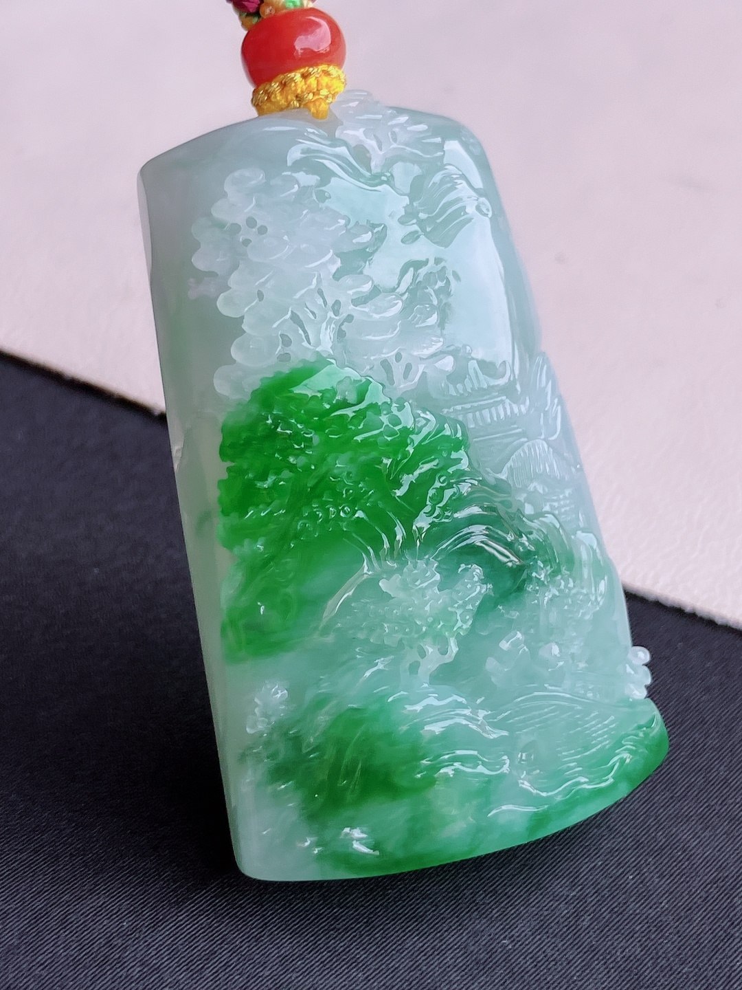 ️，翠绿山水牌，意境美，尺寸50.6/30.8/14.8/自然光实拍