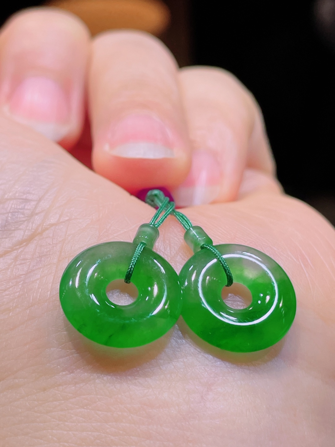冰绿耳坠，老种起光，细底通透，尺寸：15/3mm0930