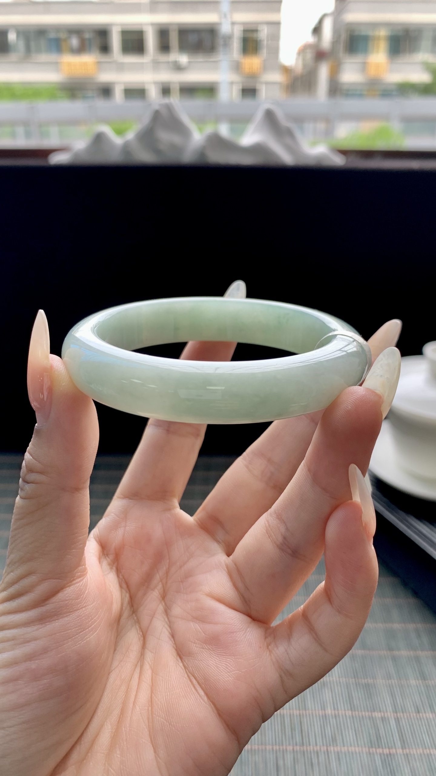 晴绿正圈手镯成品 HYY-2184 尺寸：56-13-9